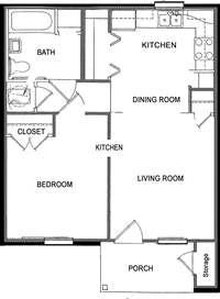 One Bedroom / One Bath - 572 Sq. Ft.*